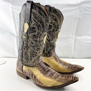Los Altos Ostrich Leather Boots Mens 8 EE Exotic Designer Cowboy Western USA